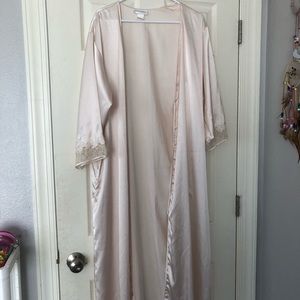 Pink satin robe